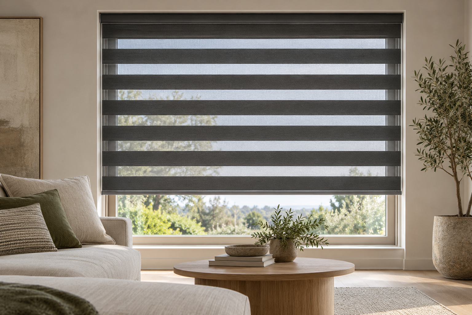 A Vision blind in a contemporary living room